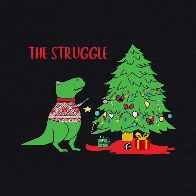 The Struggle Christmas Dinosaur Tree Rex Pajamas Xmas Gifts by ValentinkapngTee